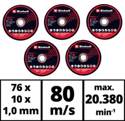 Диск отрезной Einhell TP-CO 18/76-C Li BL 76х10мм по металлу 5шт фото