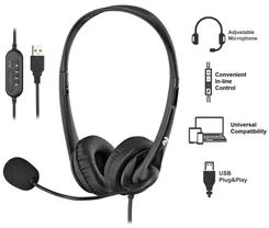 Гарнітура ПК стерео On-ear 2E CH11 USB, omni-mic, 2м, чорний фото