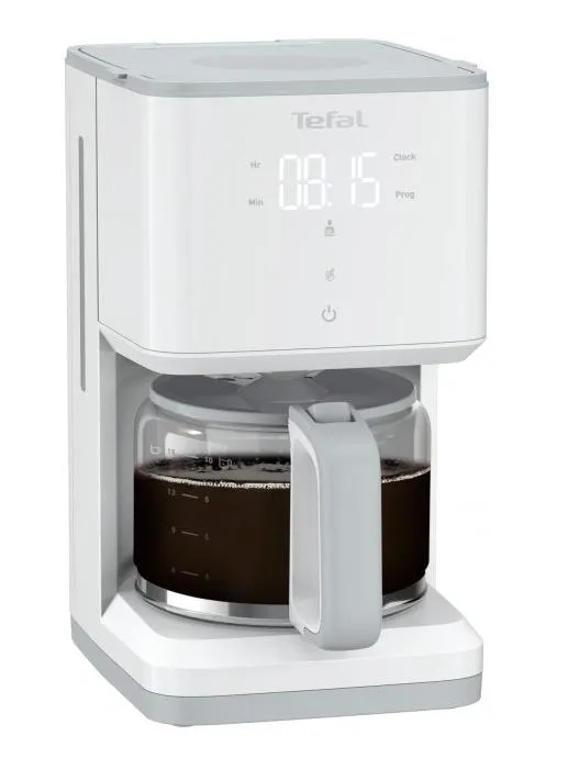 Кофеварка Tefal капельная Sense 1.25л, молотый, LED-дисплей, сенсорное управл., белый