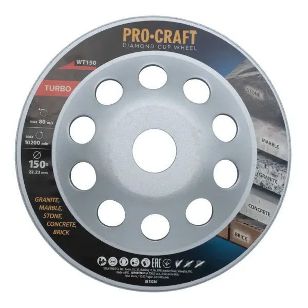 Шлифовальный круг по бетону 150×5.0×22.23 мм, турбо Procraft WT150 цена в Украине