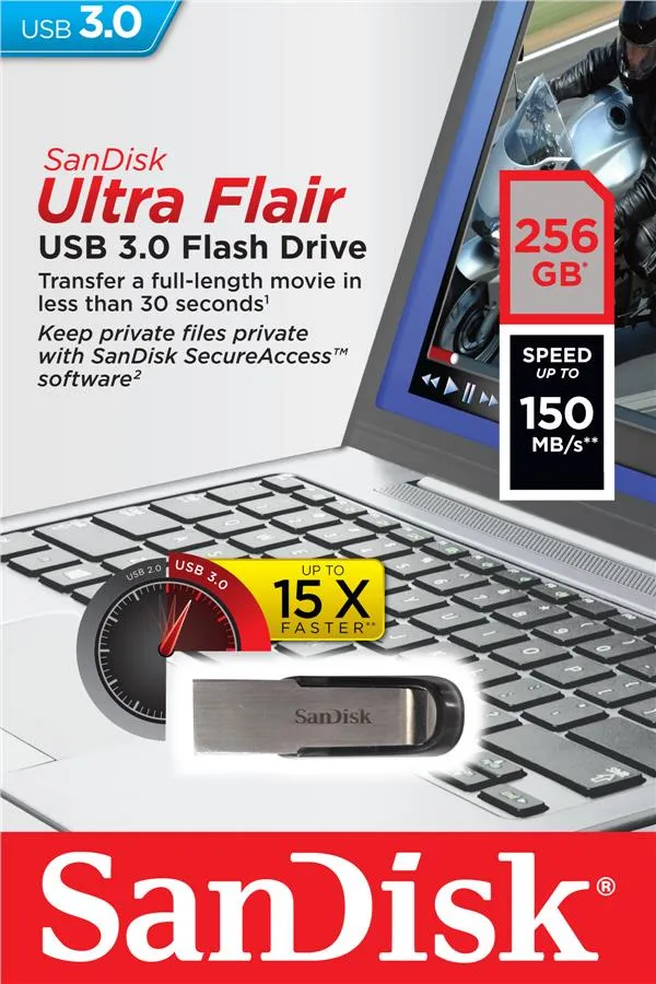Накопитель SanDisk  256GB USB 3.0 Type-A Flair