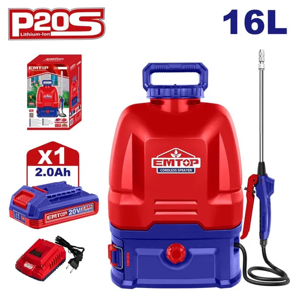 Опрыскиватель аккумуляторный ранцевой EMTOP ESPLI20162 (АКБ + ЗУ)
