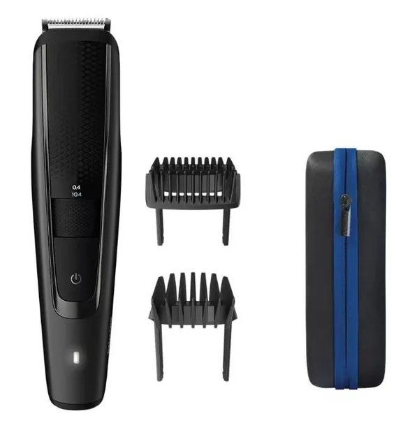 Триммер Philips Beardtrimmer series 5000 для бороды и усов, сеть+акум., насадок-2, чехол, сталь, черный