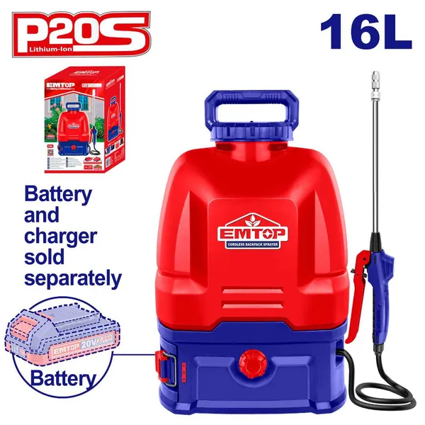 Опрыскиватель аккумуляторный ранцевый EMTOP ESPLI2016 (без АКБ и ЗУ)