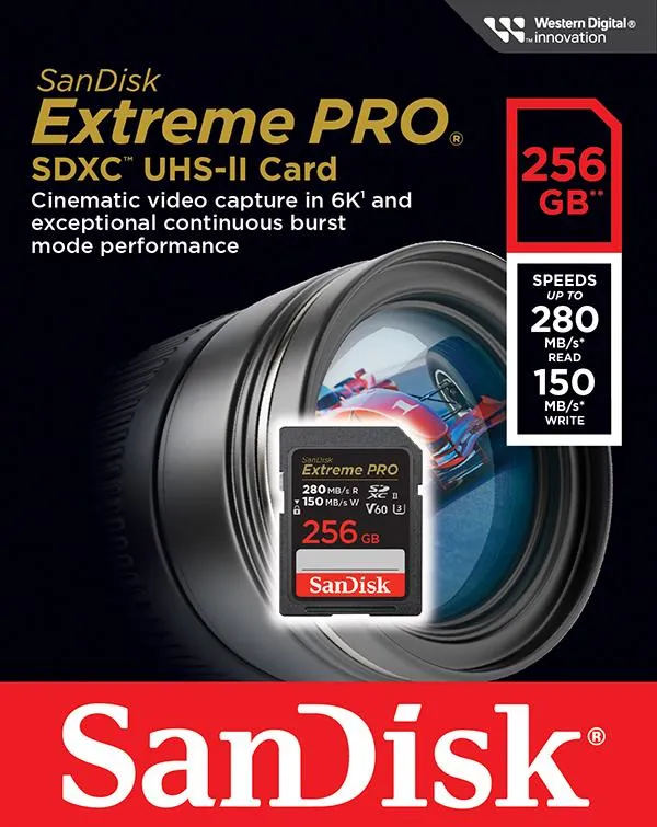 Карта памяти SanDisk SD  256GB C10 UHS-II U3 R280/W150MB/s Extreme Pro V60