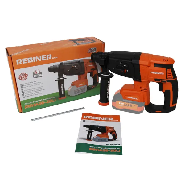 Безщітковий акумуляторний перфоратор 2.6 Дж Rebiner RBHA26-20Li (без АКБ та ЗП) купити онлайн