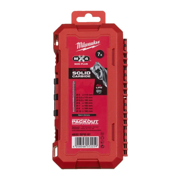 Набір бурів SDS-PLUS MX4 MILWAUKEE Set 2, (7шт), пластиковий кейс цена в Украине