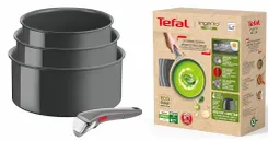 Набір посуду Tefal Ingenio Renew, 4 пр., алюміній, нержавіюча сталь, бакеліт, сірий фото