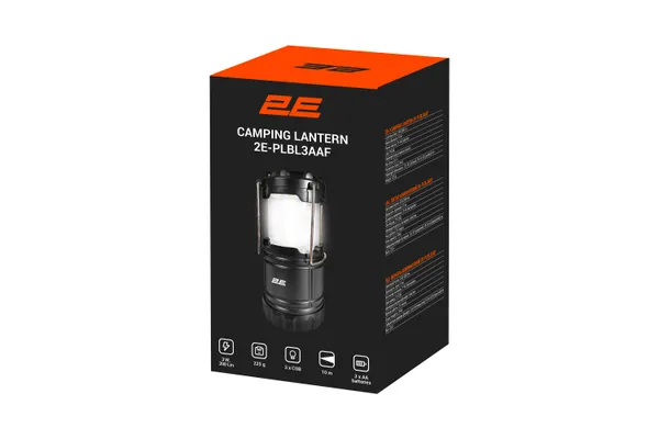 Фонарь кемпинговый на батарейках 2E PLBL3AAF AAx3 200лм 3Вт складной 1 режим освещения 0.23кг