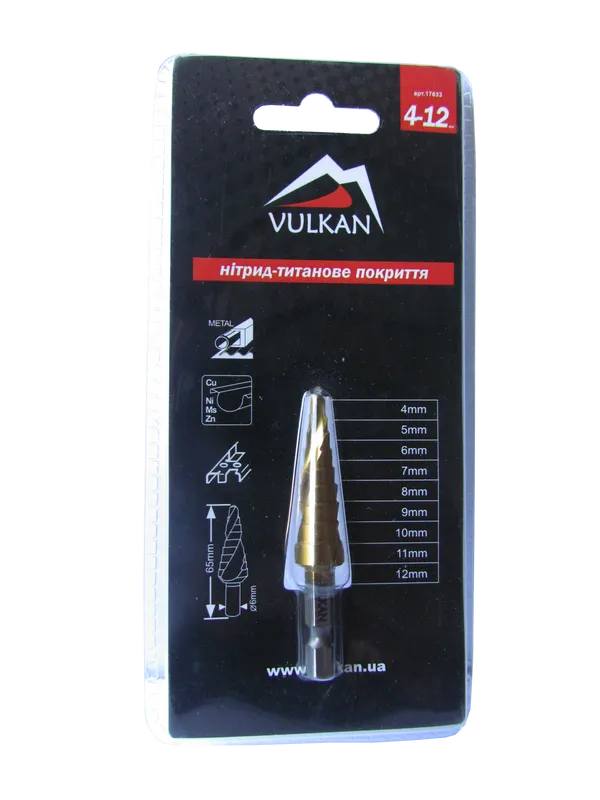 Свердло ступеневе 4,0-12,0мм  9ступенів HSS TiN цена в Украине