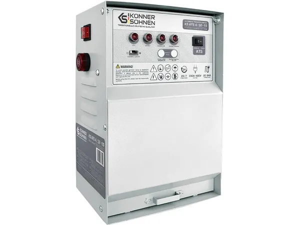 Блок автоматического ввода резерва (АВР) Konner&Sohnen KS ATS 4/32-15, 230-400В, 64А, 32А, 14-21кВт, 5.5кг