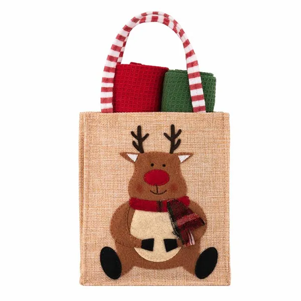 Подарочный набор полотенечек в мешочке ARDESTO Christmas Deer 38х63см, 2шт, 100% хлопок, красный, зеленый