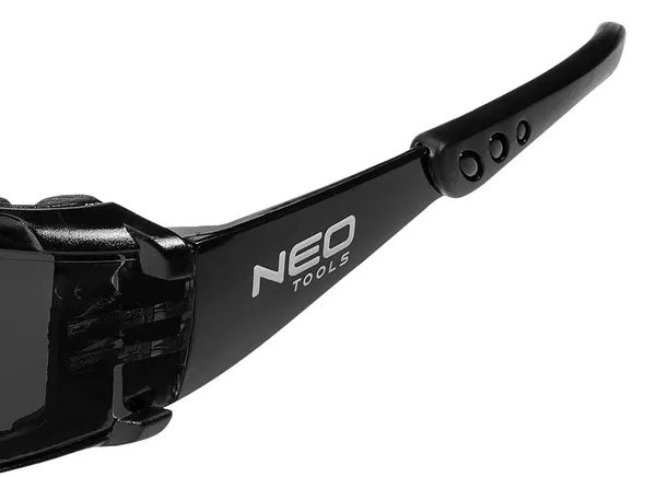 Окуляри захисні Neo Tools протиосколкові, клас захисту FT, гумові дужки, полікарбонат, темно сіий отзывы