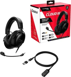 Гарнітура ігрова HyperX Cloud III, mini-jack/USB-A/USB-C, 1.2м/1.3м, чорний фото