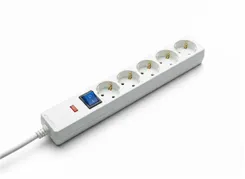 Удлинитель сетевой 2E 3м, 5xТипF, 16A, фильтр, белый фото