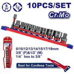 Набор ударных головок 3/8" EMTOP EMSSD38104, 10 шт. фото