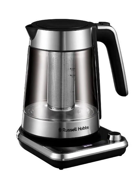 Электрочайник Russell Hobbs Attentiv Kettle, 1.7л, Strix, стекло, база с отсеком для шнура, серый