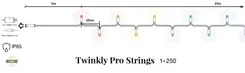 Smart LED Гирлянда Twinkly Pro Strings AWW 250, одинарная линия, IP65, AWG22 PVC, прозрачный фото