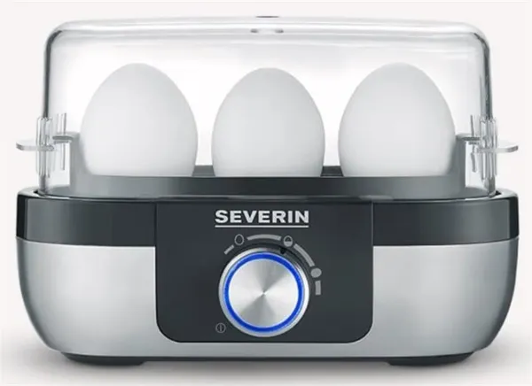 Яйцеварка Severin 270Вт, механическое управл., на 3 яйца, звуков., сигнал, пластик, серо-черный