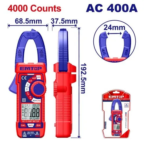 Мультиметр-клещи цифровой EMTOP EDMR762001