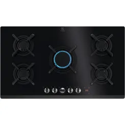 Варочная поверхность Electrolux газ на стекле, 90см, чугун, электр. управл., Hob2Hood, черный фото