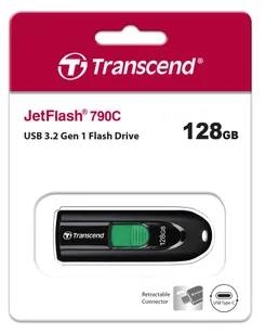 Накопичувач Transcend 128GB USB 3.2 Type-C JetFlash 790C Чорний фото