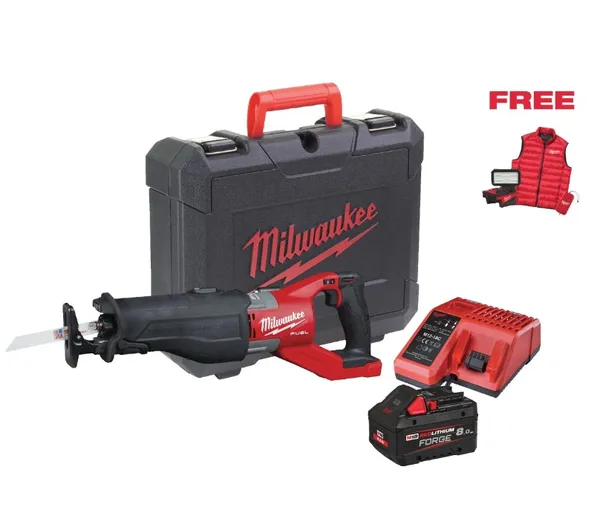 Пила шабельна акумуляторна MILWAUKEE, M18 FSX-801C (+зар.пр., 1 акум.Х 8Аг, кейс)+M18 ALIS-0+жилетка купить в Украине