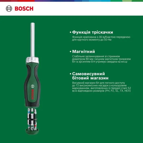 Отвертка Bosch 12 насадок, Tx, PZ, PH, SL, HEX отзывы