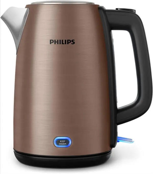 Электрочайник Philips Viva Collection 1.7л, металл, LED подсветка, медно-черный