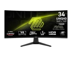 Монітор MSI 34" MAG 346CQ 2xHDMI, DP, Audio, VA, 3440x1440, 21:9, 180Hz, 1ms, sRGB 100%, CURVED, AdaptiveSync фото