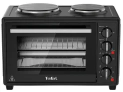 Печь электрическая Tefal Optimo , 32л, 1500Вт, механич., гриль, конвенция, 2 конфорки сверху, внутр.подсветка, черная фото