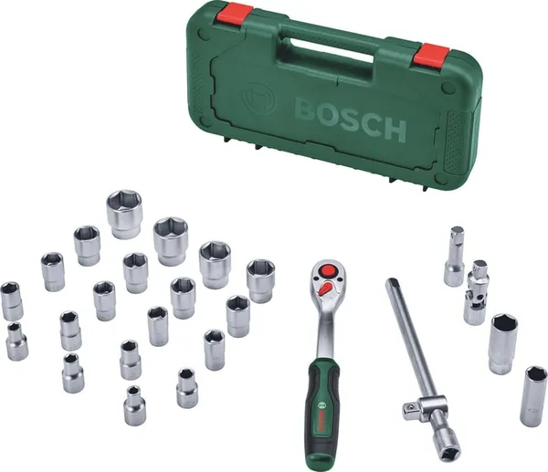 Набор торцевых головок Bosch, 1/2", 25 предметов, с трещоткой купить в Украине