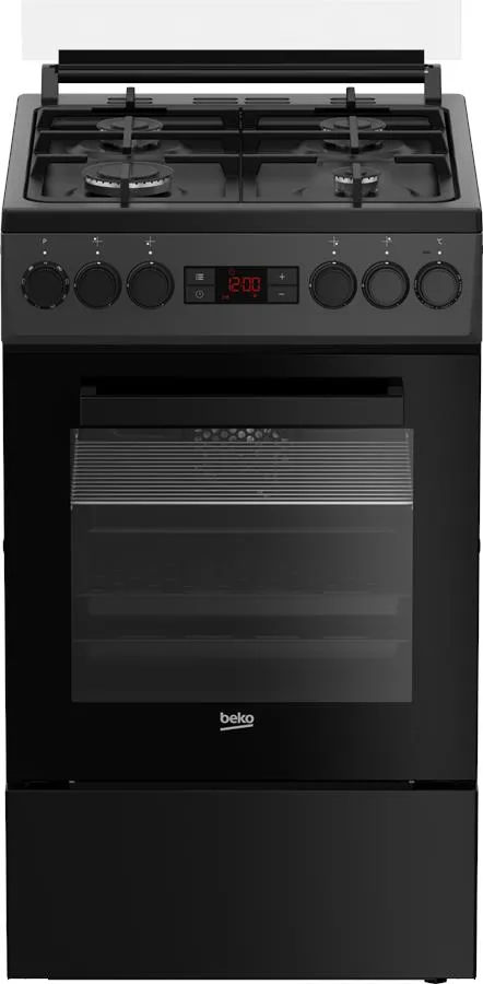 Плита Beko комби, 60л, 50x60см, дисплей, конвекция, чугун, черный