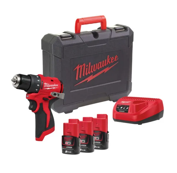Дриль-шурупокрут акумуляторний MILWAUKEE M12 BLDDRC-203C (40Нм) (ЗП+3 ак.Х2Аг+кейс)