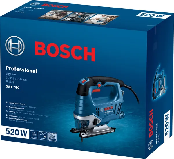 Лобзик Bosch GST 750 520Вт SDS 800-3200об·хв хід 20 мм 23кг кейс купити в Україні