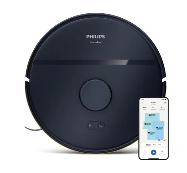 Робот-пылесос Philips Series 2000, h=9.7см, влажная уборка, конт пыль -0.38л, вода -0.3л, автон. раб. до 120мин, EPA 11, Wi-Fi, темно-синий