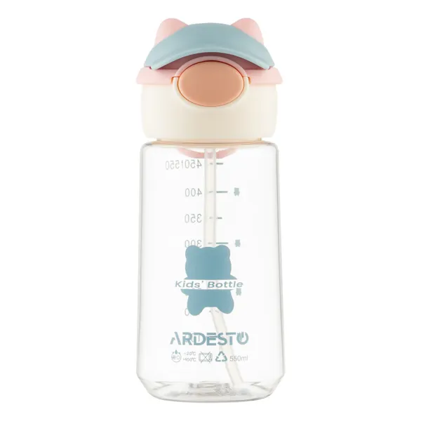Пляшка для води Ardesto Bear 550мл, пластик, рожевий купити в Україні
