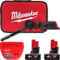 Стрічкова шліфувальна машина 13мм M12 FBFL13-402В MILWAUKEE (+ заряд.пристрій, 2 акум., сумка для інструментів) фото