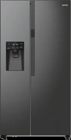 Холодильник SBS Gorenje, 179х70х92см, 2 дв., 376(190)л, А++, NF+, Инв. , Зона св-ти, диспенсер, генератор льда, Внешн.диспл, черный фото