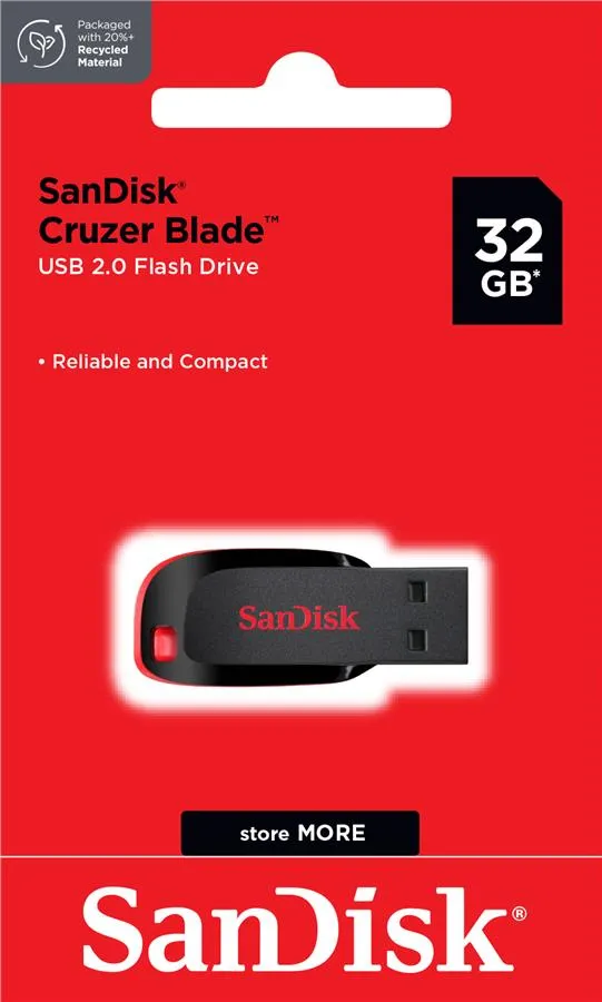 Накопичувач SanDisk   32GB USB 2.0 Type-A Cruzer Blade Чорний