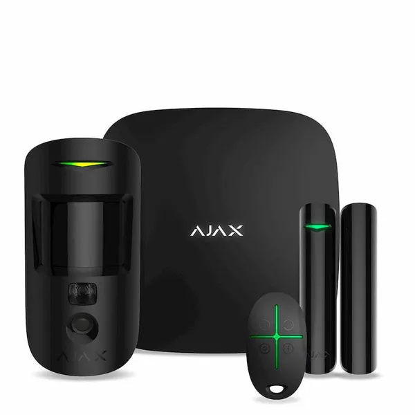 Комплект охоронної сигналізації Ajax StarterKit Cam, hub 2, motioncam, doorprotect, spacecontrol, jeweller, бездротовий, чорний