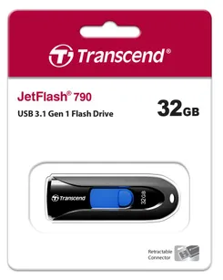 Накопитель Transcend  32GB USB 3.1 Type-A JetFlash 790 Чёрный фото