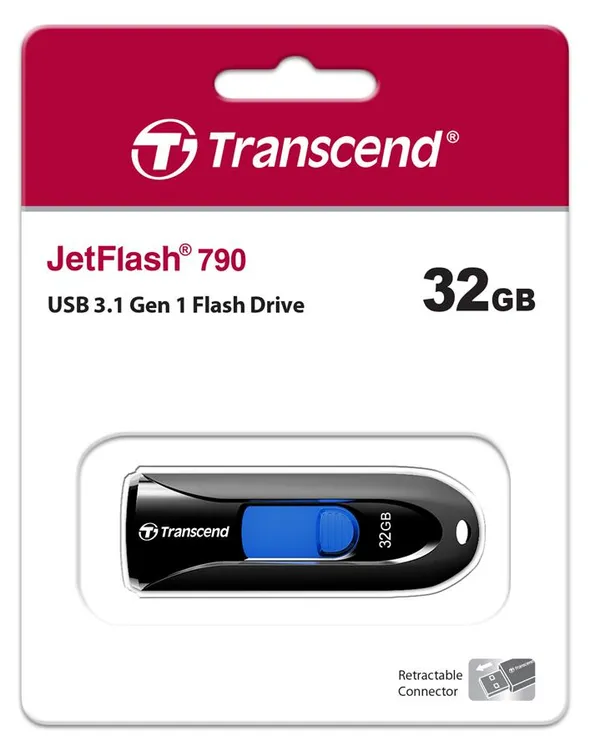 Накопитель Transcend  32GB USB 3.1 Type-A JetFlash 790 Чёрный