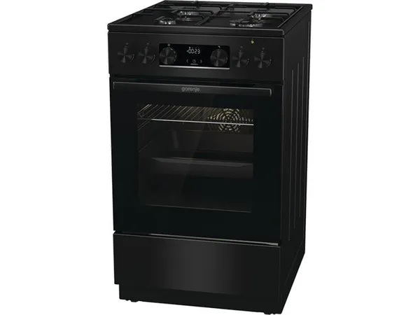 Плита Gorenje комби, 62л, 50x60см, дисплей, программатор, приготовление на пару, эмалированные реш, черный