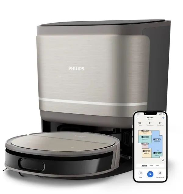 Робот-пылесос Philips Series 9000, h=9.8см, влажная уборка, конт пыль -0.21л, вода -0.22л, автон. раб. до 280мин, EPA 11, черный металик