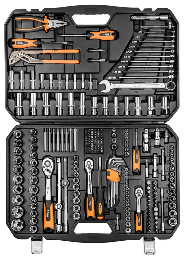 Набiр торцевих ключів Neo Tools 1/2", 3/8", 1/4", 233 шт. фото №1