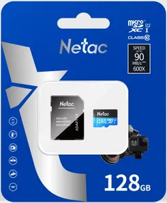 Карта пам'яті Netac microSD 128GB C10 UHS-I R80MB/s + SD фото