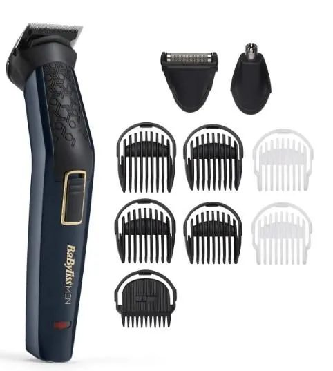 Набор для стрижки Babyliss для бороды, усов, головы и носа, акум., вибрационный мотор, насадок-7, сталь, синий
