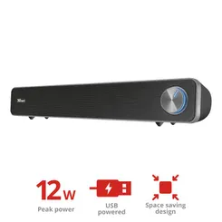 Акустична система Trust Arys Саундбар, USB/AUX, чорний фото