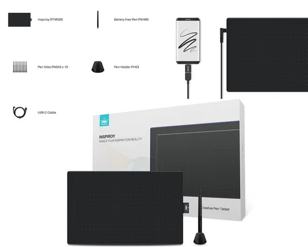 Графический планшет Huion 11"x6.8" RTP-700, USB-C, черный